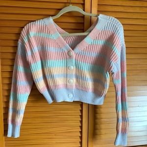 Jessica Simpson colorful, cropped, stripped sweater, size small